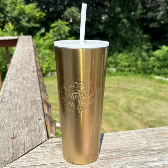 Starbucks Other - NEW Starbucks Winter 2019 Glitter Gradient Gold Stainless Steel Cold Cup 24oz